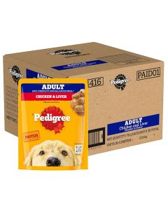 Pedigree Adult Wet Dog Food, Chicken & Liver Chunks in Gravy, 70 g (Pack of 30), Complete & Balanced Meal for Adult Dogs